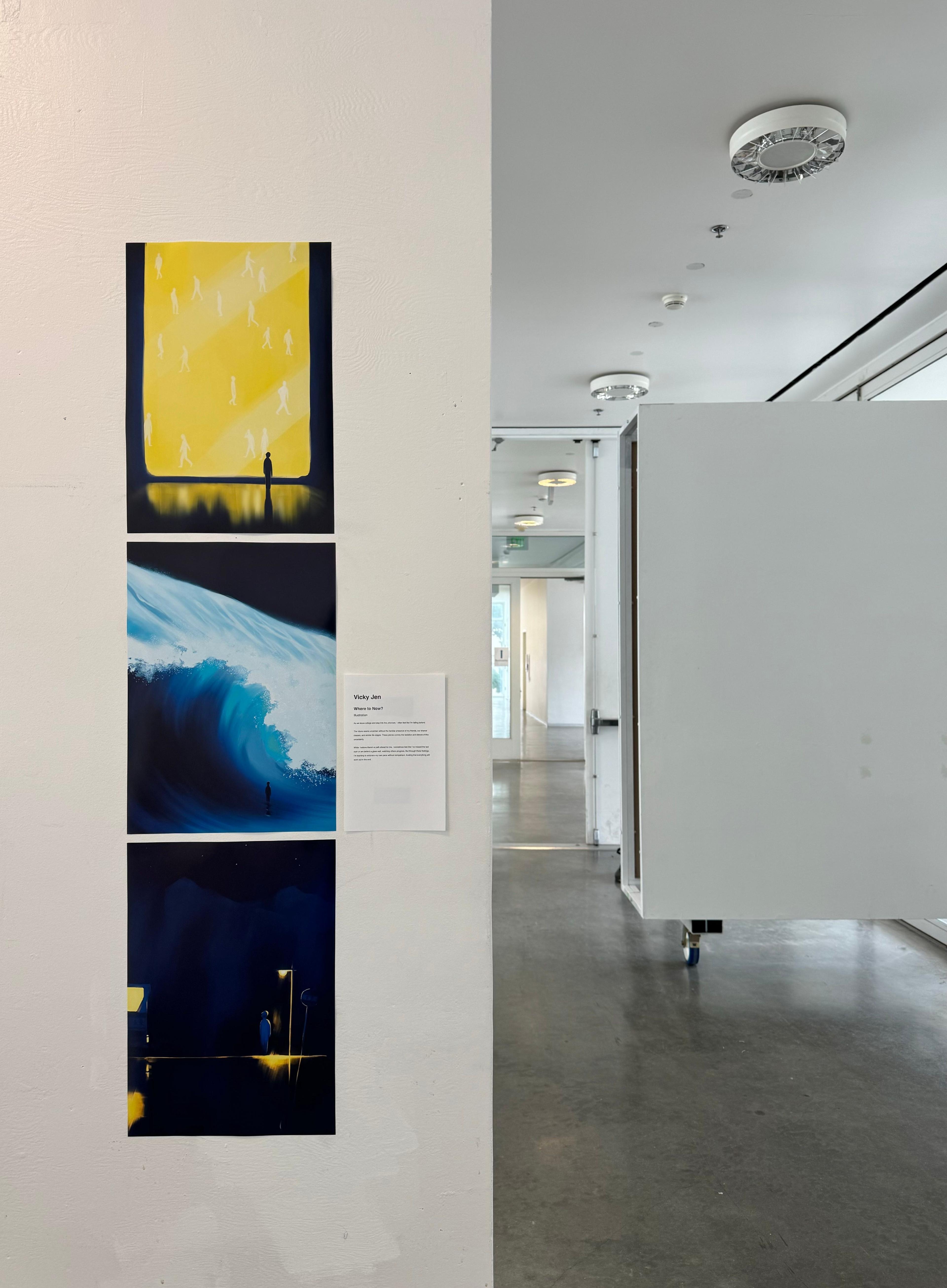 The series of three posters are stacked vertically on the gallery wall.