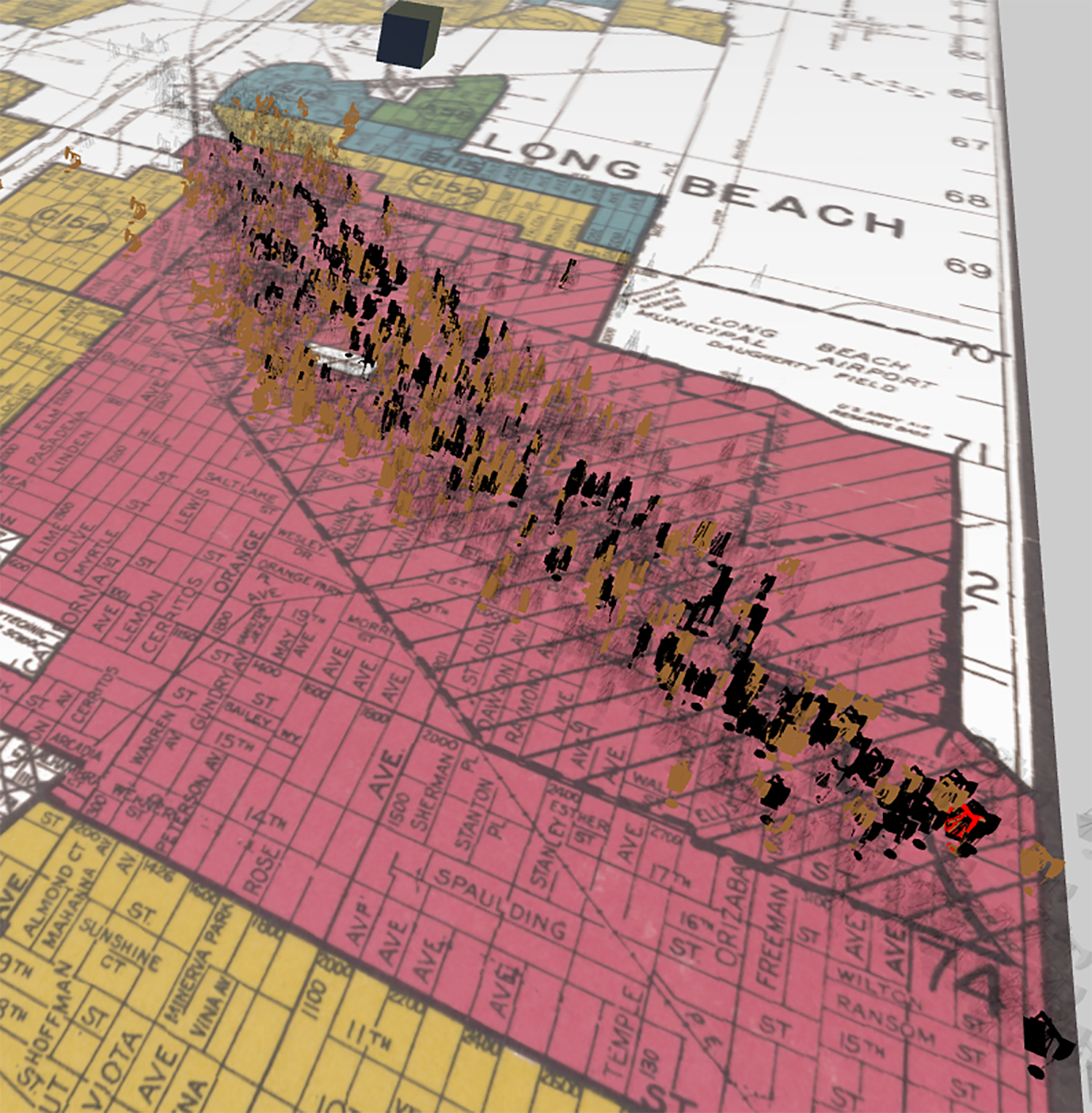 A closeup of a map with unrecognizable figures on top.